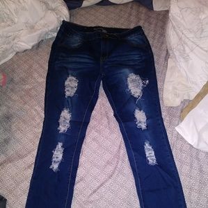Womans destressed jeans